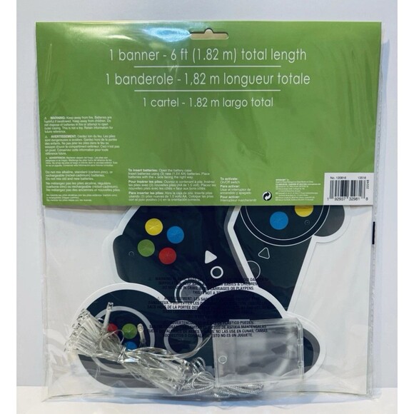 Light Up Gaming Party Banner 6 Ft LED Gamer Decor Video Game Controller Theme A3 - Picture 4 of 4